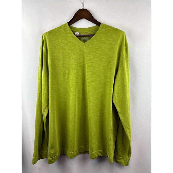 Men’s Cutter & Buck Large Green Long Sleeve V-Neck Shirt