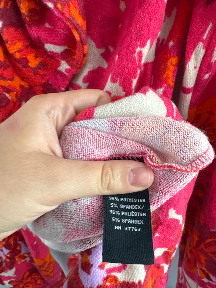 Women’s Rafaella Small Pink, Orange White Floral Cardigan