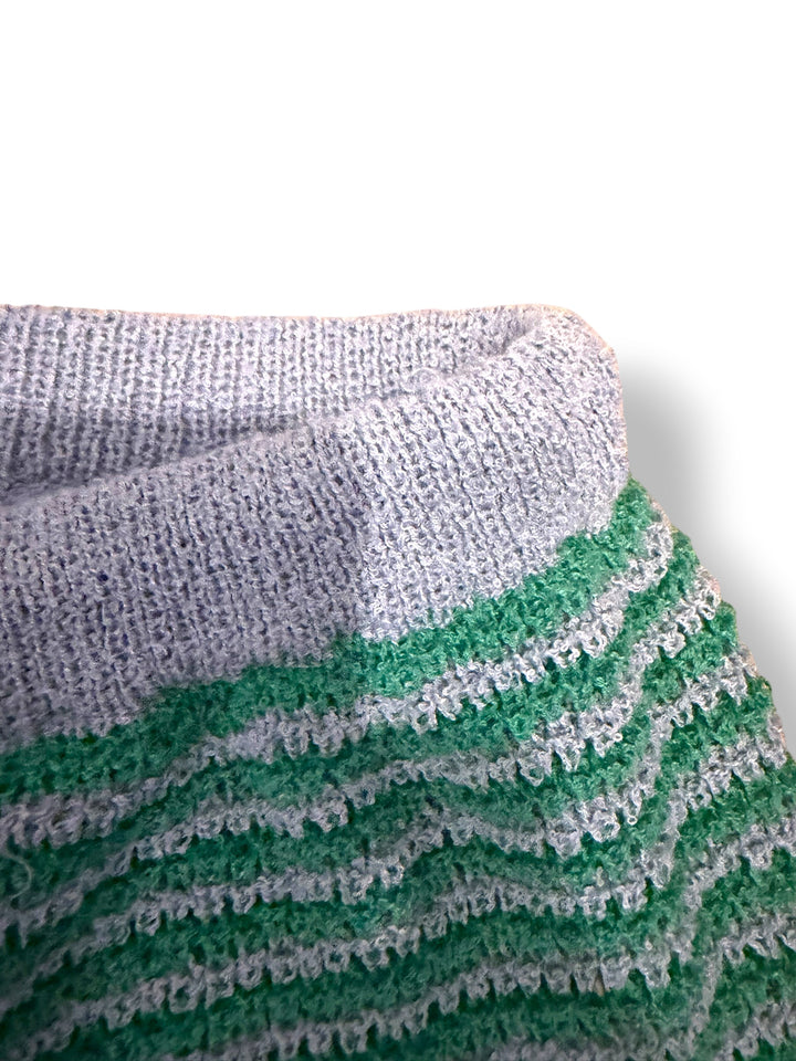 Zara Green Gray Striped Knit Drawstring Shorts Size Large Lounge Coastal