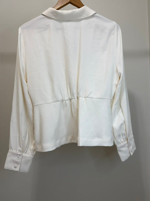 J.Crew Faux Wrap Blouse Ivory Long Sleeve Top Size 12 NWT