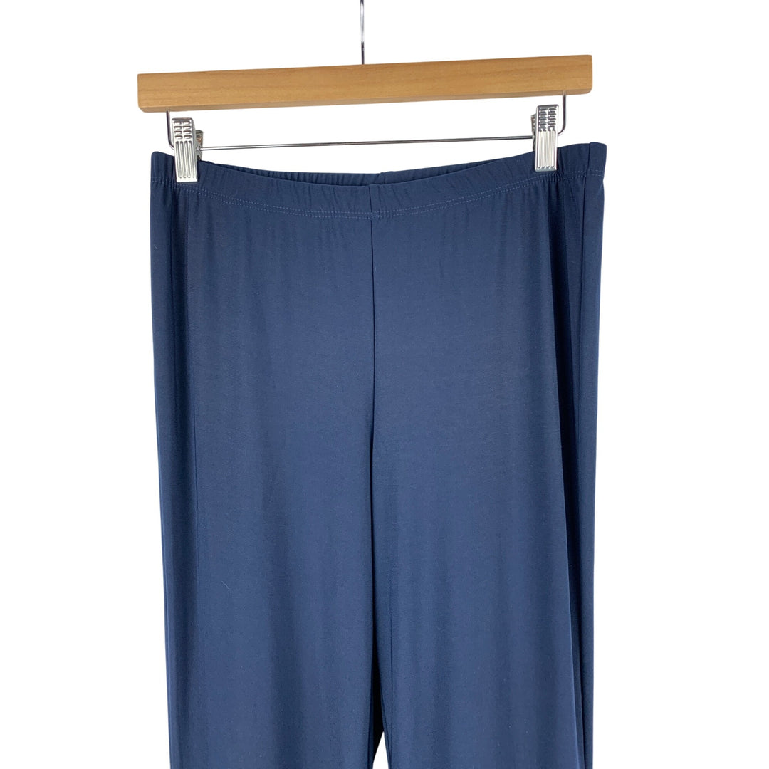 Slinky Brand Womens Navy Ruffle Hem Pants Size M