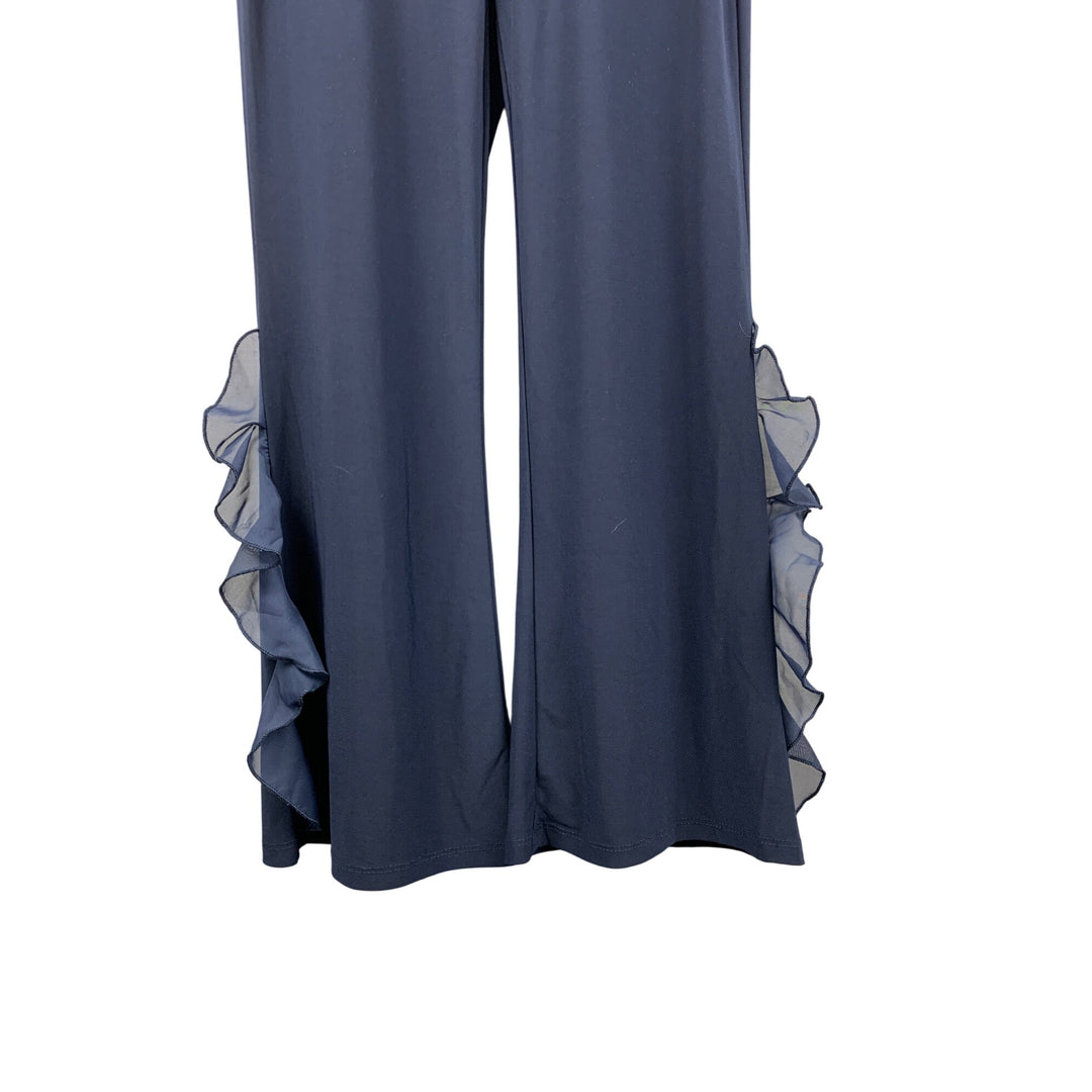 Slinky Brand Womens Navy Ruffle Hem Pants Size M