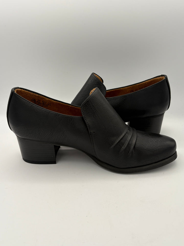 Women’s Natural Soul Size 8.5 Black Leather Heeled Mules