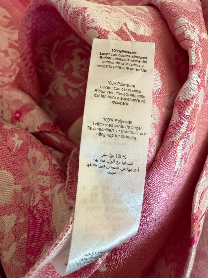 PrettyLittleThing Pink V-Bar Jacquard Expressive Sleeves Mini Bodycon Dress, Size 4