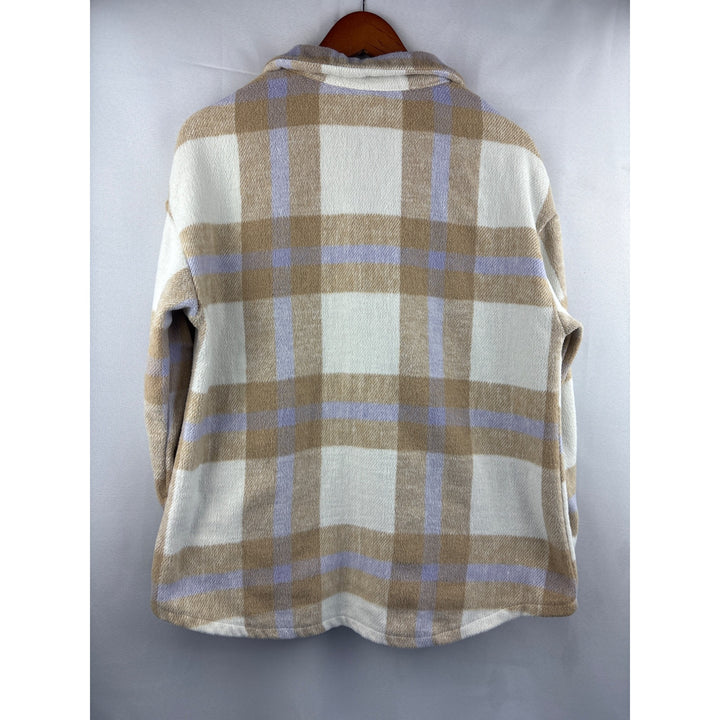 Plaid ePretty Chicago Womens Shacket S Beige & Lavender Polyester