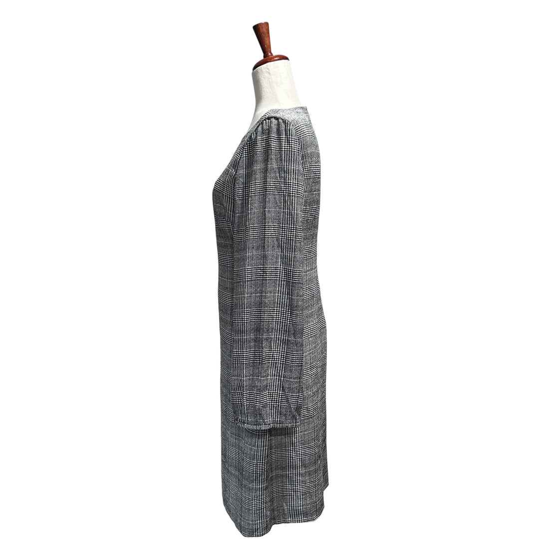 Lauren Ralph Lauren Houndstooth Print Dress Size 2 Black Old Money Academia Quiet Luxury Boatneck