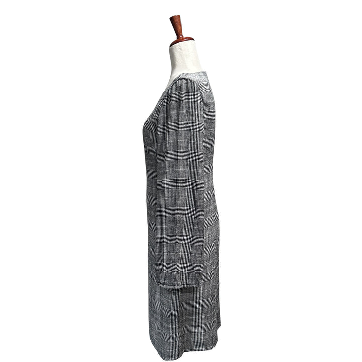 Lauren Ralph Lauren Houndstooth Print Dress Size 2 Black Old Money Academia Quiet Luxury Boatneck