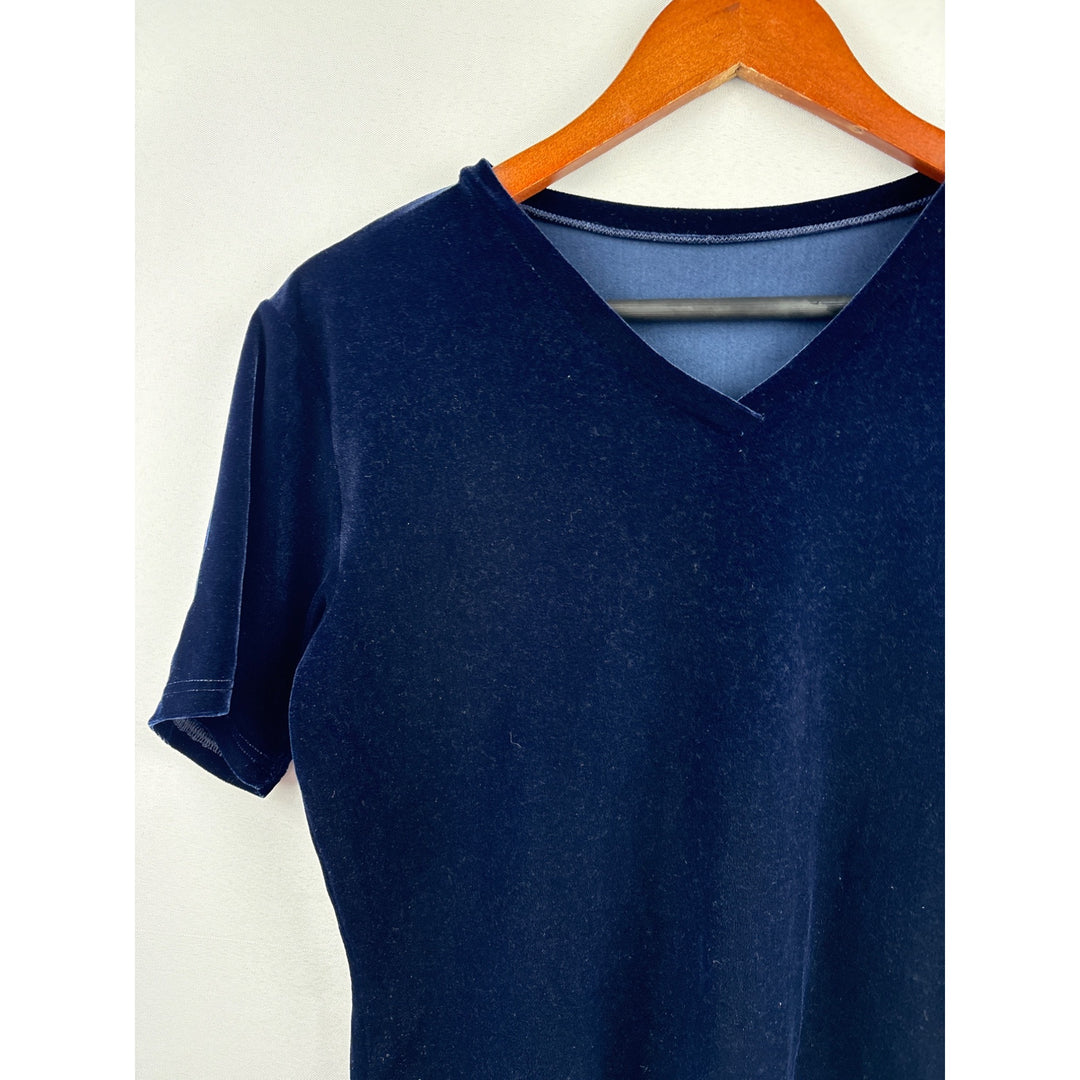 Women’s Nordstrom Large Royal Blue Velvet Short Sleeve shirt