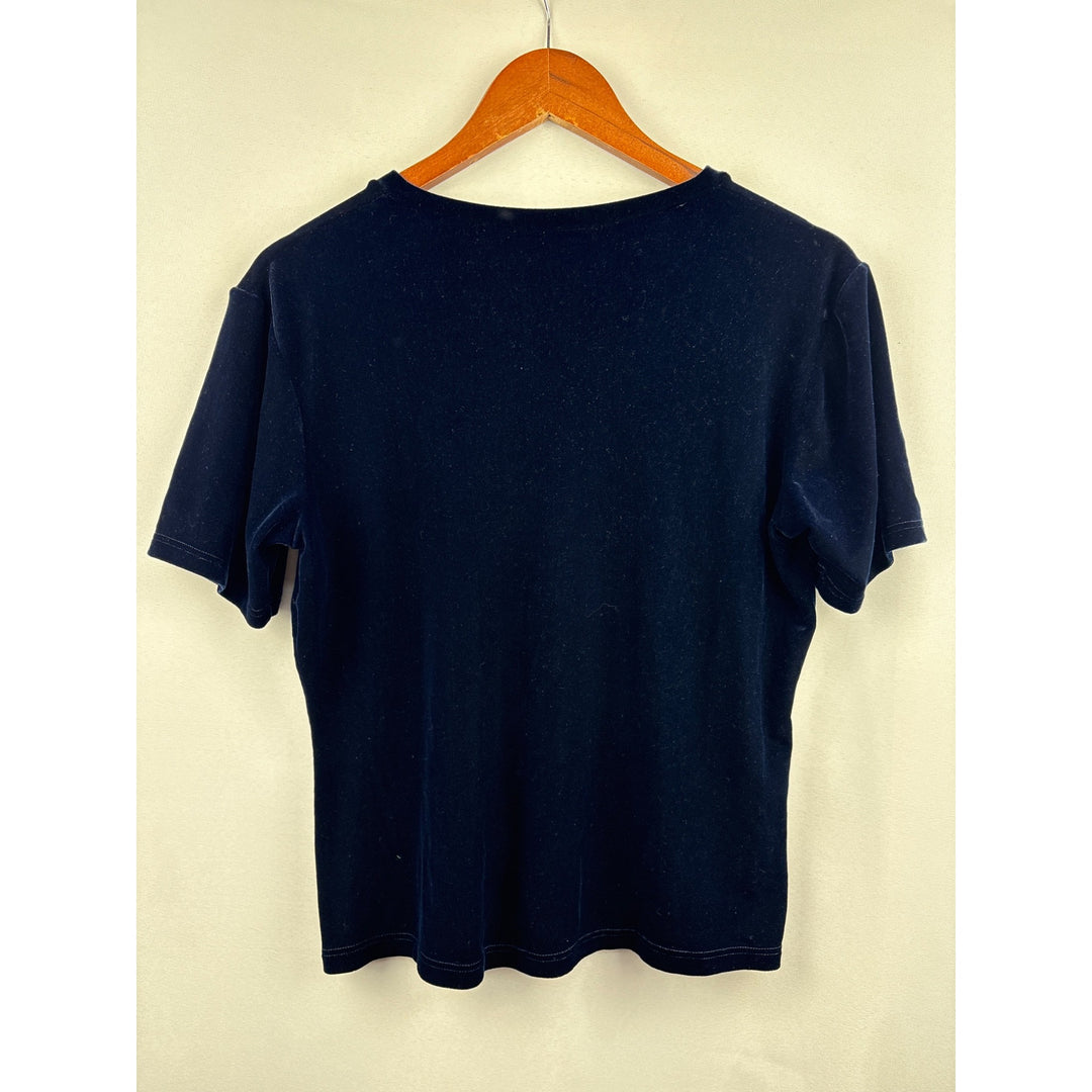 Women’s Nordstrom Large Royal Blue Velvet Short Sleeve shirt