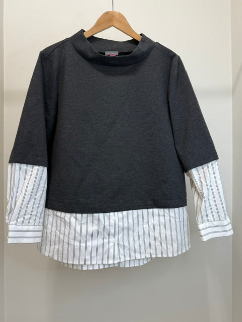 Vince Camuto Layered Look Mock Neck Tunic Top SzL