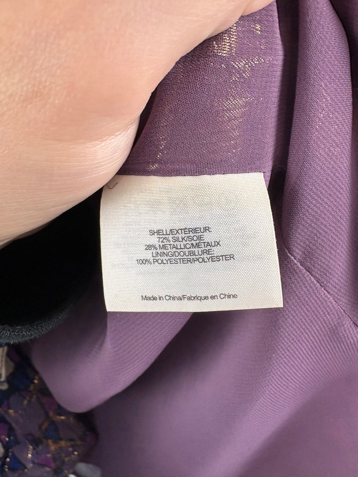 Women’s Tory Burch Size 8 Metallic Multicolor Pattern Blouse