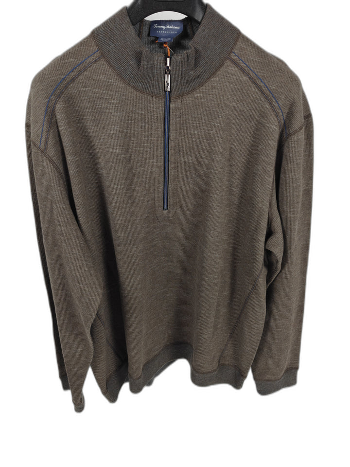 Mens Tommy Bahama Reversible Half Zip Pullover Brown 3XL