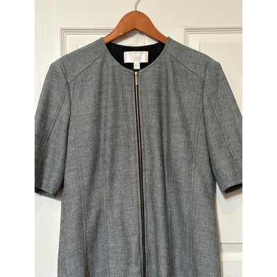 Women’s Hugo Boss Short Sleeve Full Zip Dress Gray Pinpoint Size 10