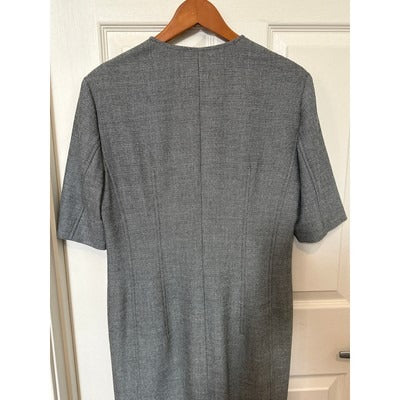 Women’s Hugo Boss Short Sleeve Full Zip Dress Gray Pinpoint Size 10