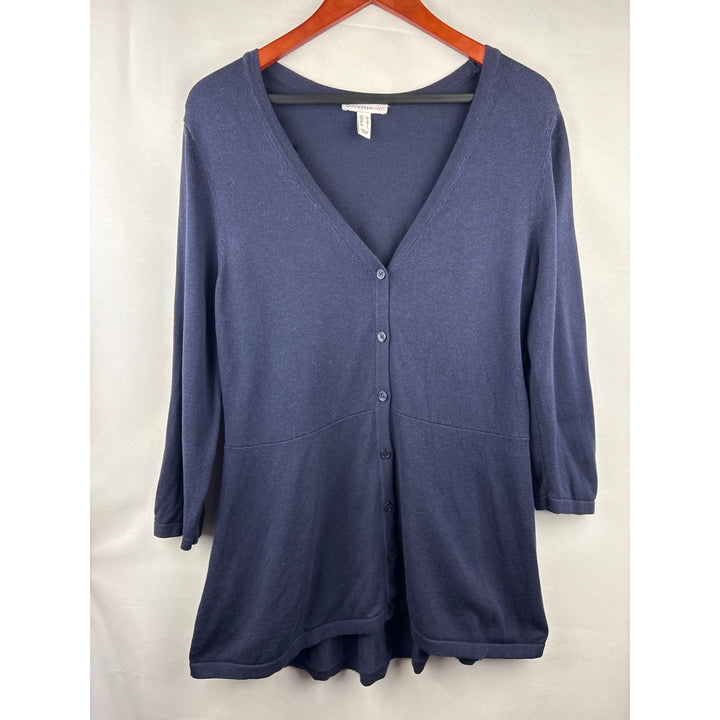 Isaac Mizrahi Live! Womens Navy Cardigan Sweater M Cotton/Rayon Blend