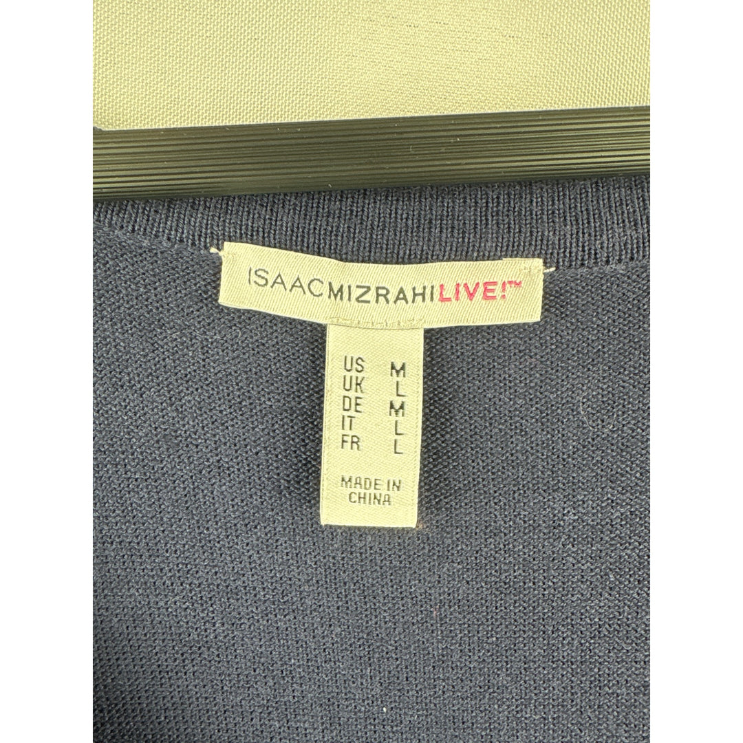 Isaac Mizrahi Live! Womens Navy Cardigan Sweater M Cotton/Rayon Blend
