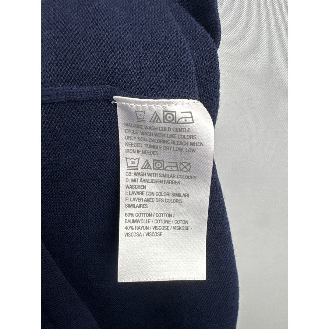 Isaac Mizrahi Live! Womens Navy Cardigan Sweater M Cotton/Rayon Blend