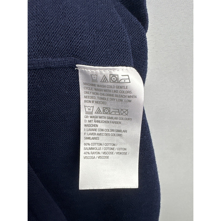 Isaac Mizrahi Live! Womens Navy Cardigan Sweater M Cotton/Rayon Blend