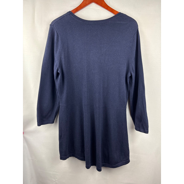 Isaac Mizrahi Live! Womens Navy Cardigan Sweater M Cotton/Rayon Blend