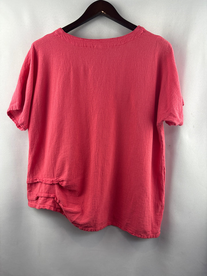 Women’s Oh My Gauze! XL Bright Salmon Short Sleeve Blouse