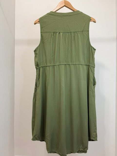 Torrid Gold Chain Notch Neck Dress Sleeveless Olive Green Sz1/1X
