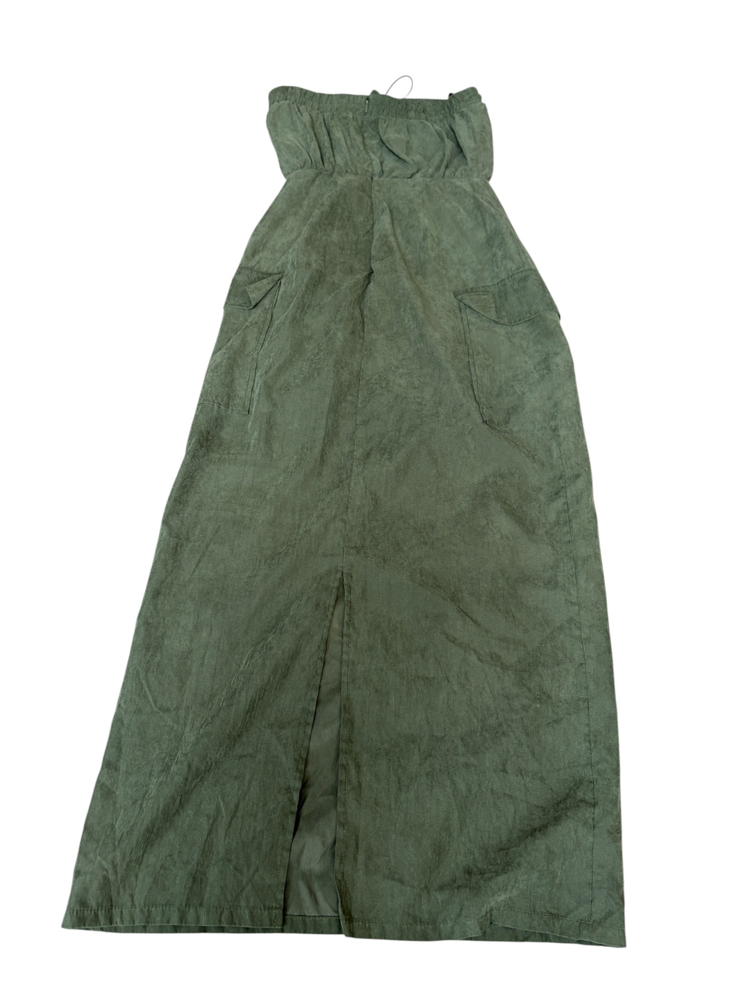 Forever 21 Olive Green Military Bandeau Midi Zip up women's dress, Size S