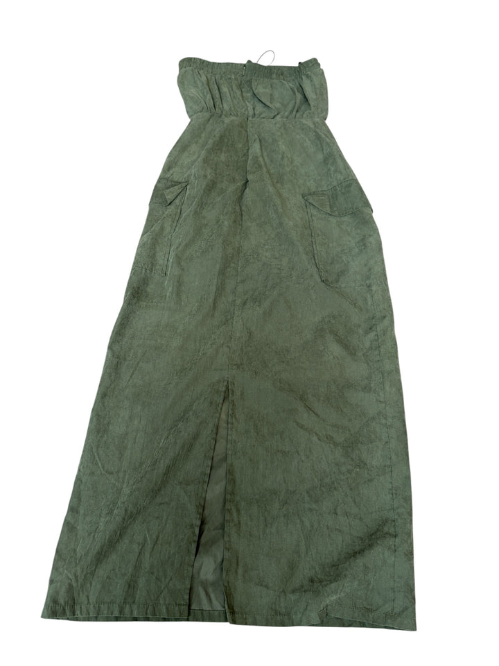 Forever 21 Olive Green Military Bandeau Midi Zip up women's dress, Size S