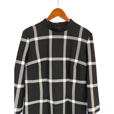 Women’s BOSS by HUGO BOSS Size 10 Black & White Plaid Knit Dress