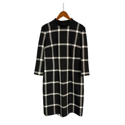 Women’s BOSS by HUGO BOSS Size 10 Black & White Plaid Knit Dress