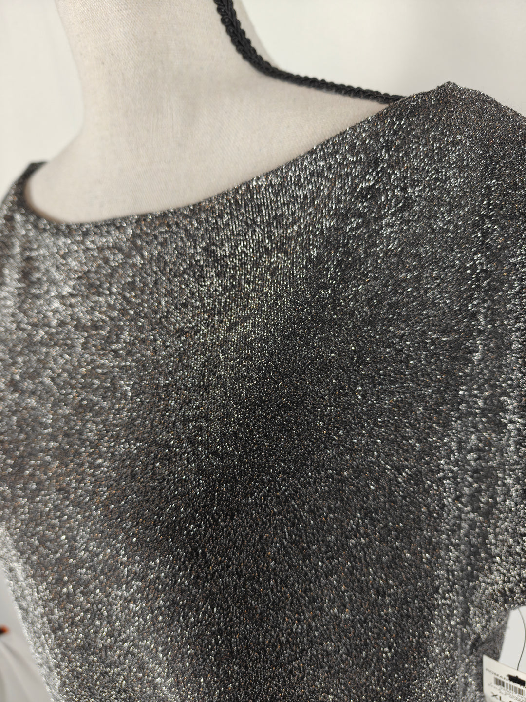 Women Alfani Metallic Asymmetrical Top Black Silver XL