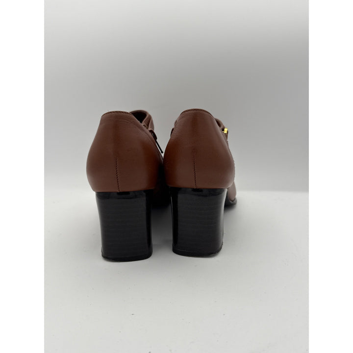 AJ Valenci Brown Leather Block Heel Ankle Booties With Side Zipper & Strap