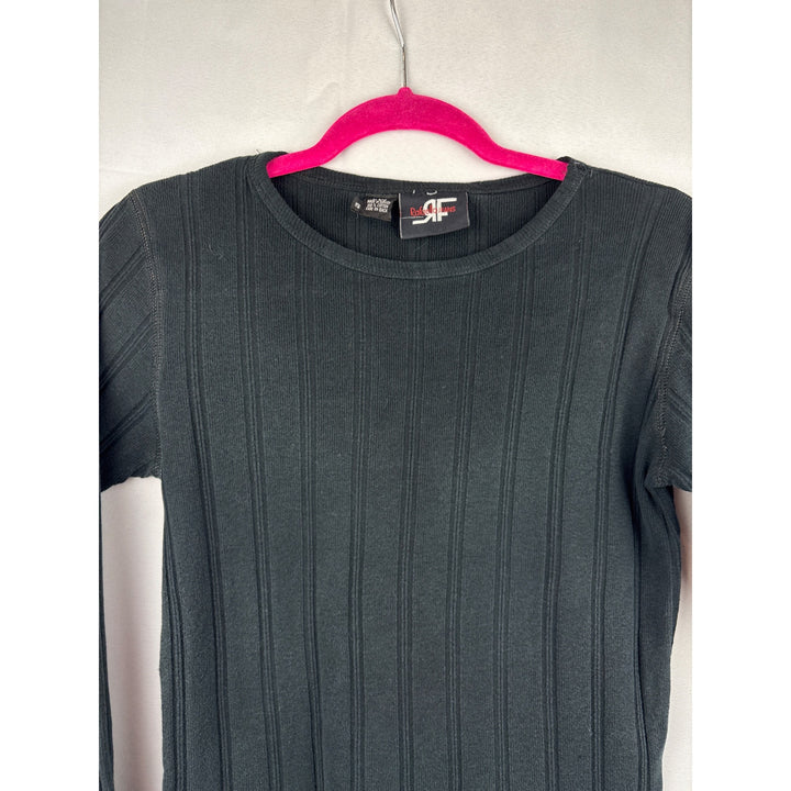 Rafaello Jeans Small Black Ribbed Long Sleeve Shirt
