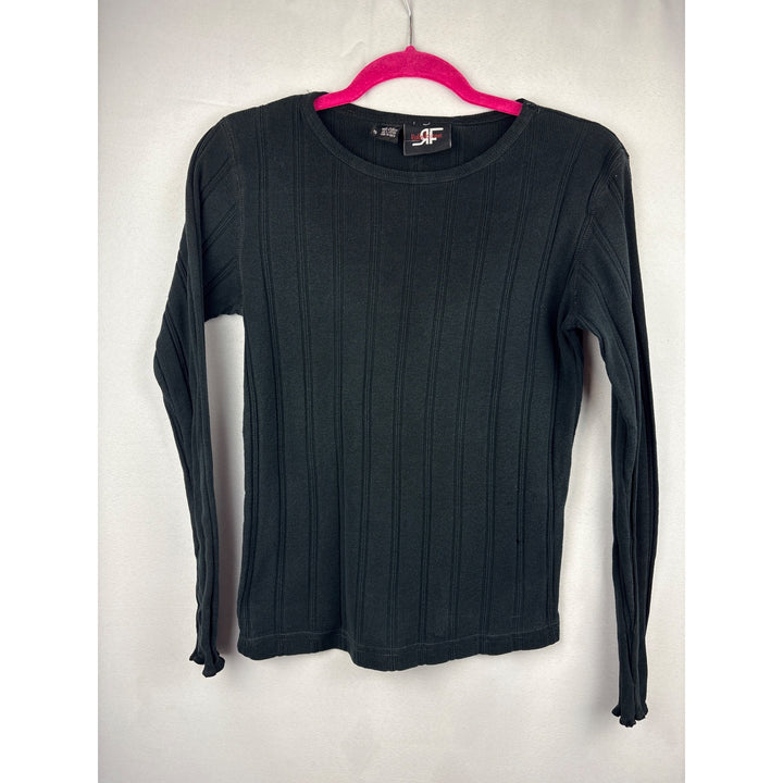 Rafaello Jeans Small Black Ribbed Long Sleeve Shirt