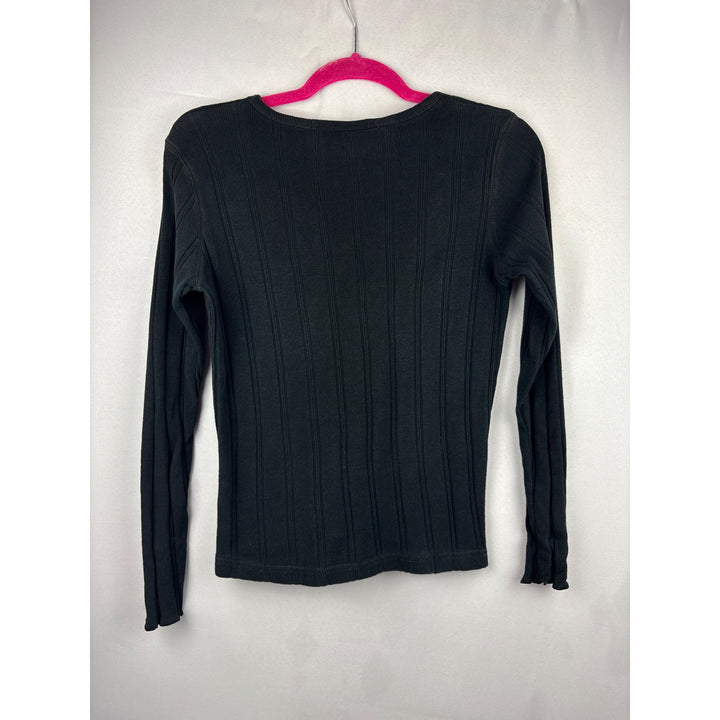 Rafaello Jeans Small Black Ribbed Long Sleeve Shirt