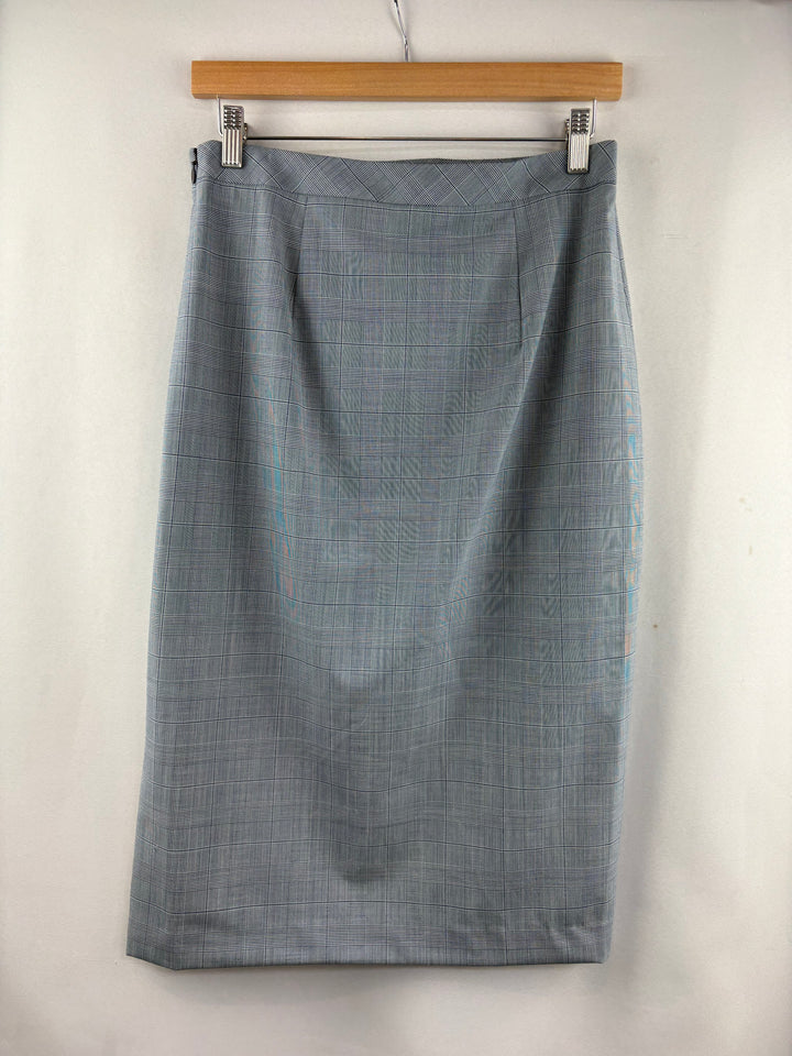 Women’s Banana Republic Size 4T Gray & Blue Plaid Pencil Skirt