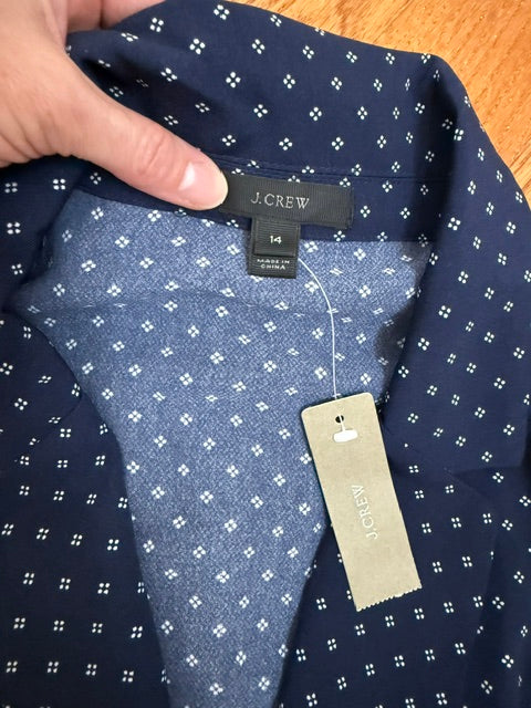 J.Crew Navy Blue Pindot Jumpsuit Sz14 NWT