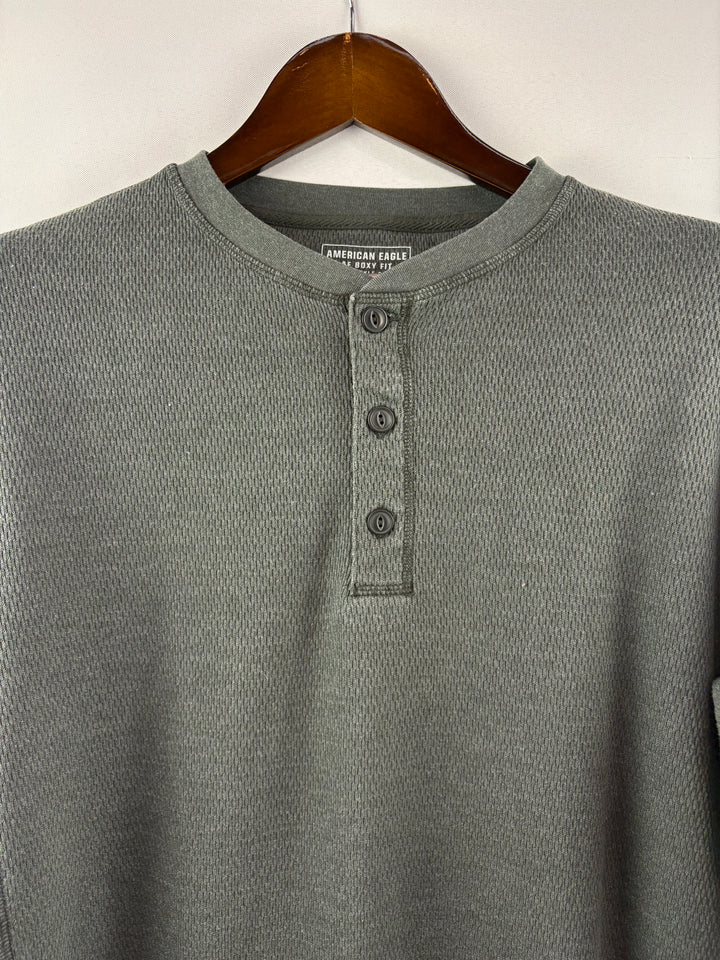 Men’s American Eagle Medium Charcoal Gray Long Sleeve Henley
