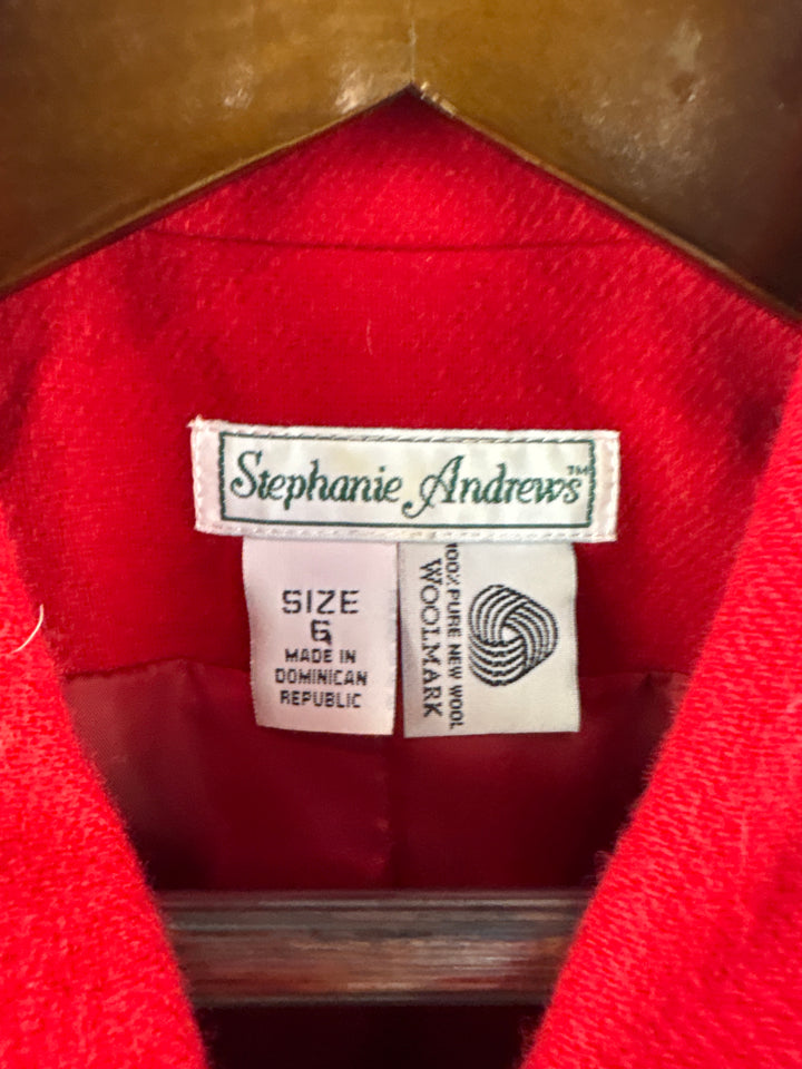 Women’s Stephanie Andrews Size 6 Bright Red Zip Blazer