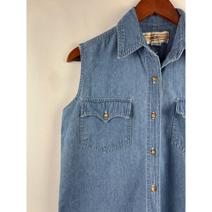 Vintage Public Clothing Company Denim Sleeveless Vest S 100% Cotton