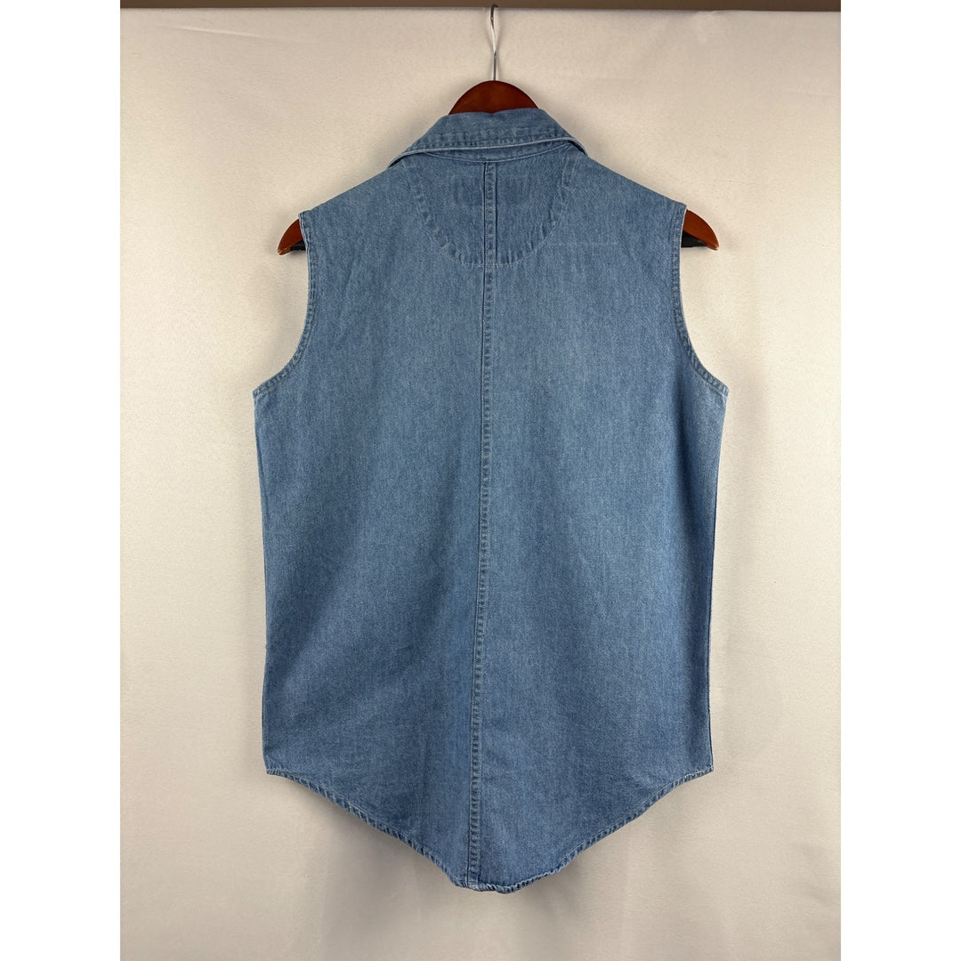 Vintage Public Clothing Company Denim Sleeveless Vest S 100% Cotton