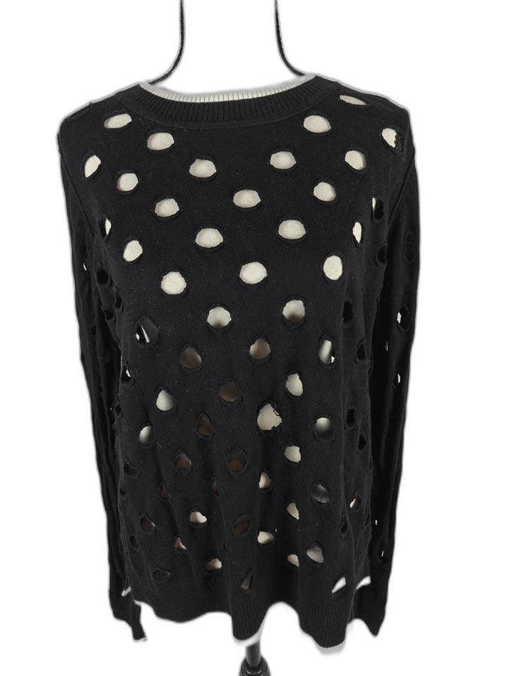 Women’s Enaz Orgl Distressed Cutout Sweater Black Size Medium