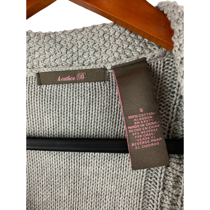Heather B Womens Cable Knit Cardigan Sweater S