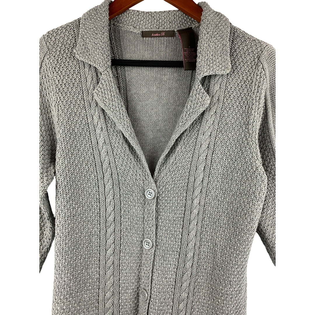 Heather B Womens Cable Knit Cardigan Sweater S