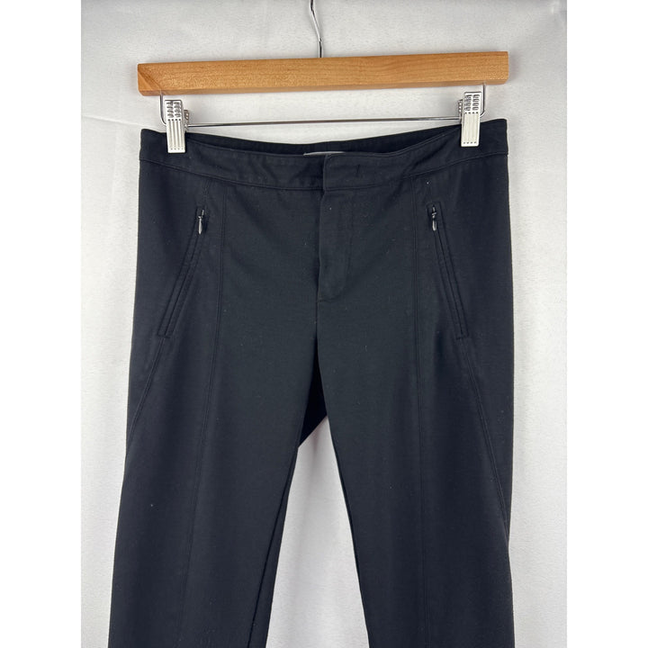 Vince Womens Black Slim Fit Trousers Size 6 Made In China Stretch Fabric Zipper Pockets