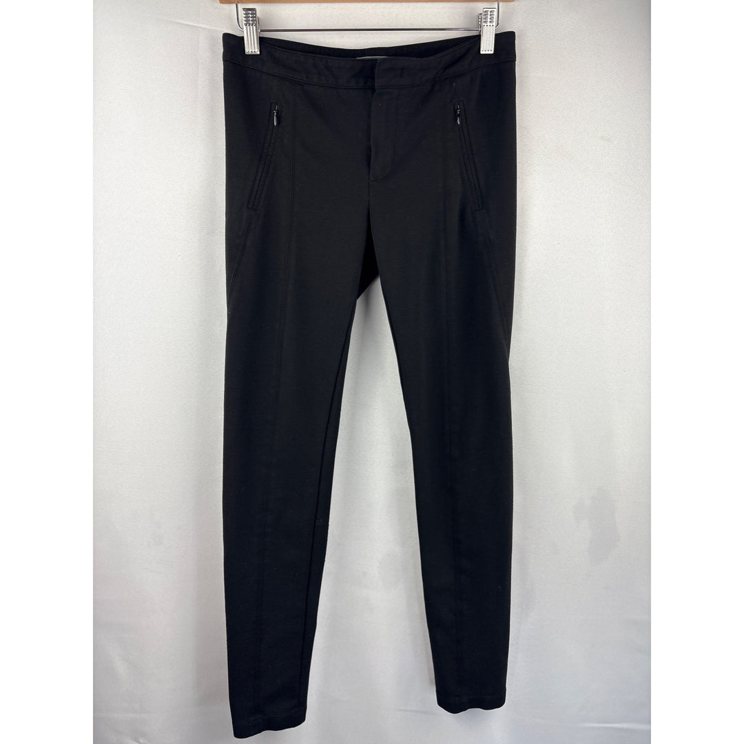 Vince Womens Black Slim Fit Trousers Size 6 Made In China Stretch Fabric Zipper Pockets