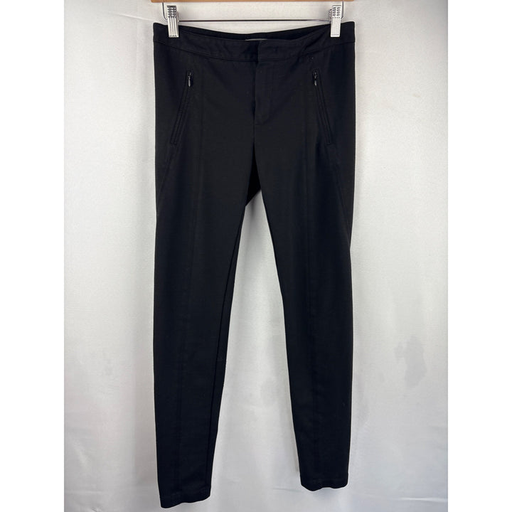 Vince Womens Black Slim Fit Trousers Size 6 Made In China Stretch Fabric Zipper Pockets