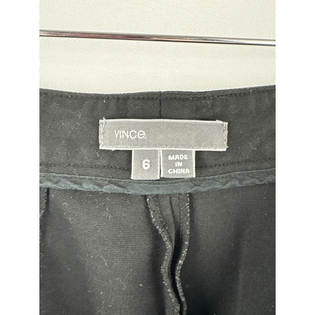 Vince Womens Black Slim Fit Trousers Size 6 Made In China Stretch Fabric Zipper Pockets