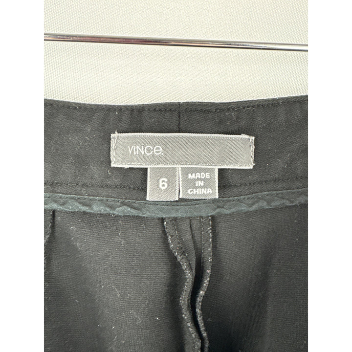 Vince Womens Black Slim Fit Trousers Size 6 Made In China Stretch Fabric Zipper Pockets