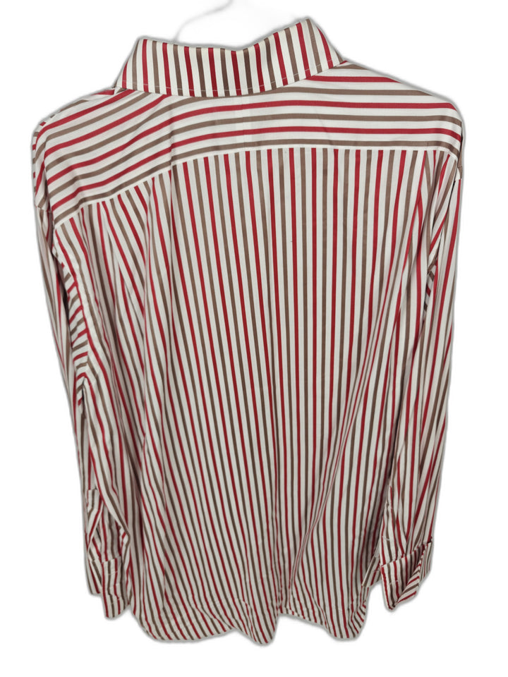 Paul Fredrick Imperial 100's Red White Striped Dobby Dress Shirt 18.5 35 French Cuff