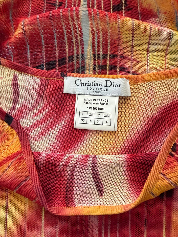 Christian Dior by John Galliano Abstract Print Knit Midi Skirt